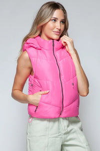 Posh Pink Quilted Hooded Vest