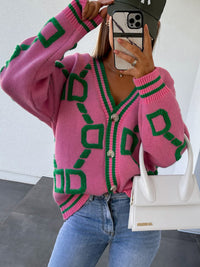 Posh Geometric Button Down Cardigan