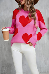Posh Contrast Heart Sweater