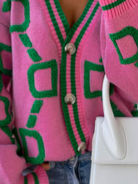 Posh Geometric Button Down Cardigan