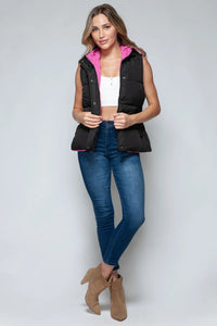 Posh Black and Pink Hooded Vest