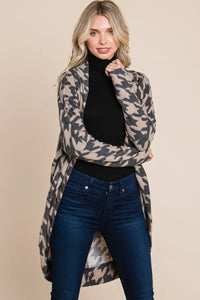 Posh Houndstooth Open Front Cardigan