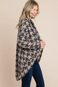 Posh Houndstooth Open Front Cardigan