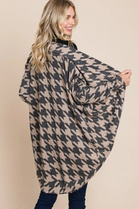 Posh Houndstooth Open Front Cardigan