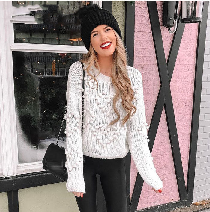 Posh Heart Pom Pom Sweater