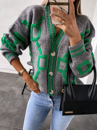 Posh Geometric Button Down Cardigan