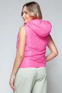 Posh Pink Quilted Hooded Vest