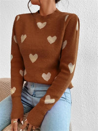 Posh Heart Pattern Loose Knitted Sweater