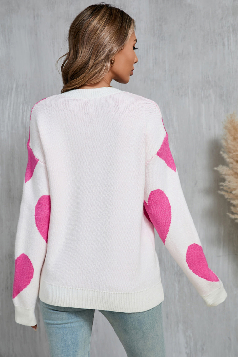 Posh Contrast Heart Sweater