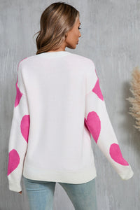 Posh Contrast Heart Sweater