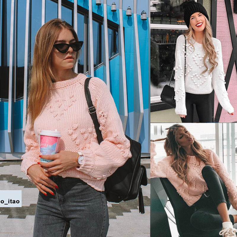 Posh Heart Pom Pom Sweater