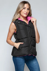 Posh Black and Pink Hooded Vest