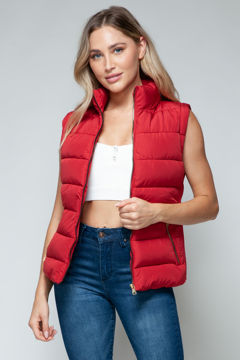 Love Red Zip Up Vest with Pockets