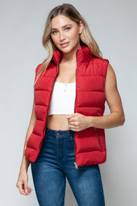 Love Red Zip Up Vest with Pockets