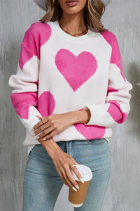 Posh Contrast Heart Sweater