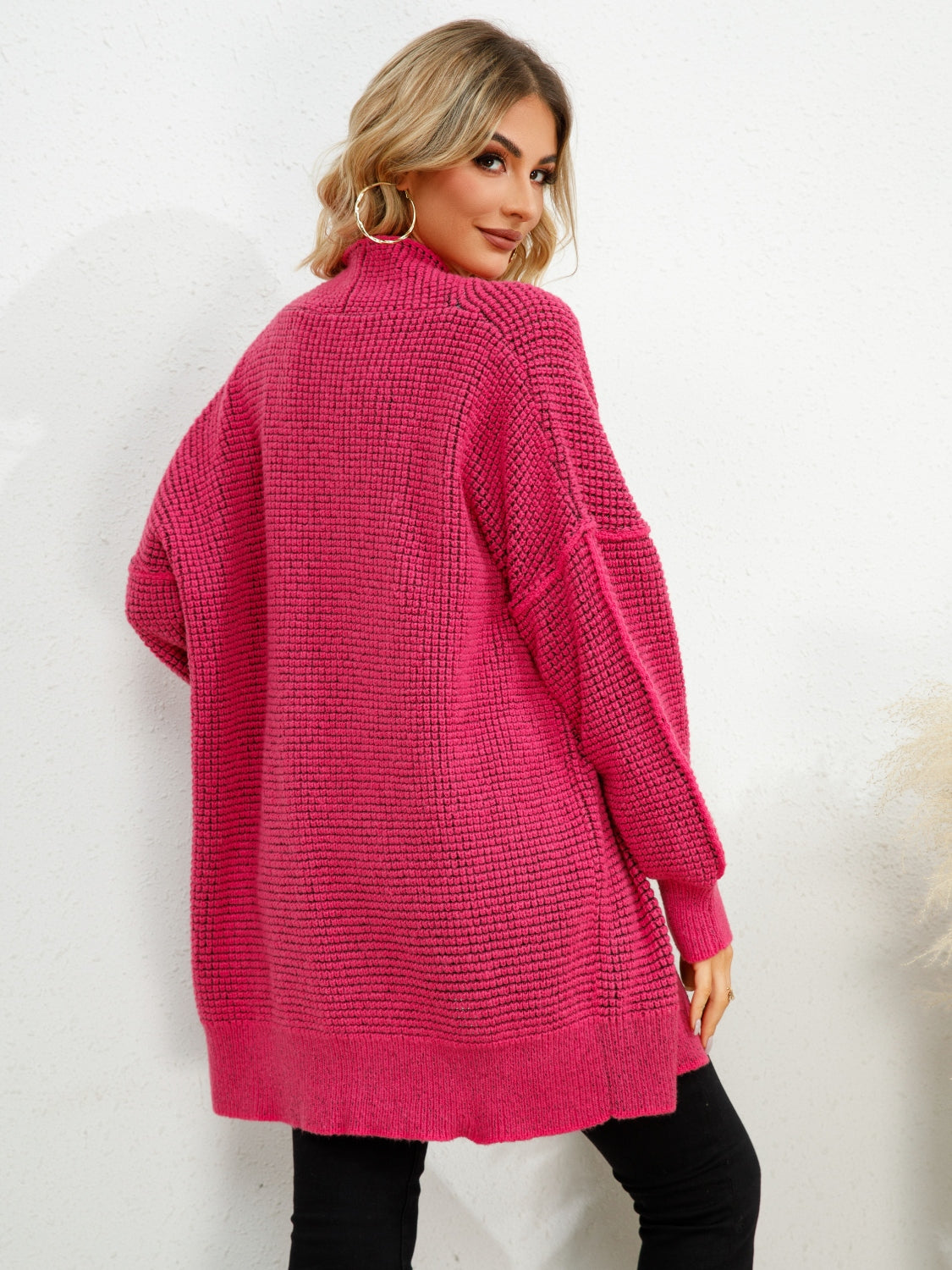 Pink Long Open Cardigan