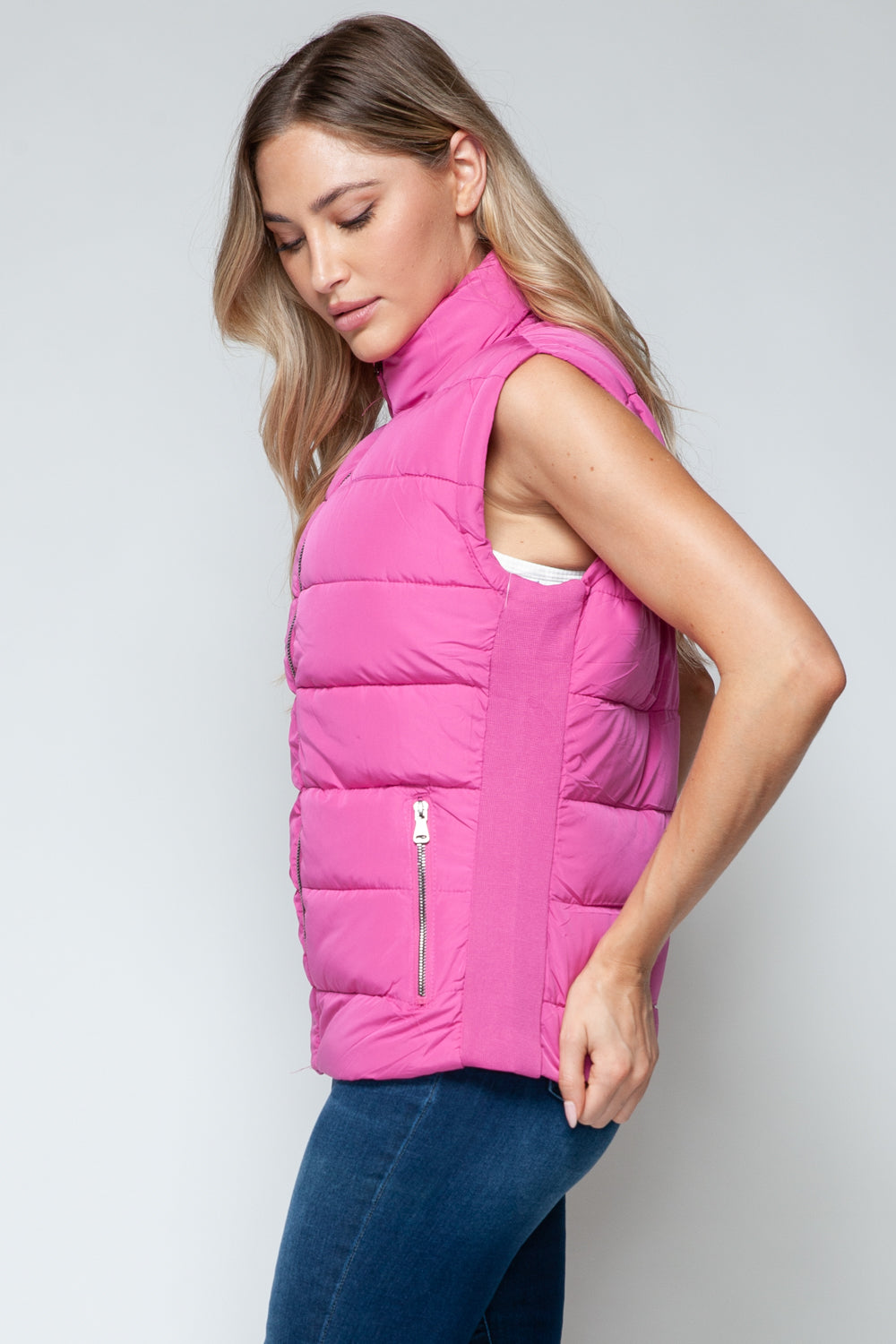 Be Mine Pink Puffer Vest with Pockets