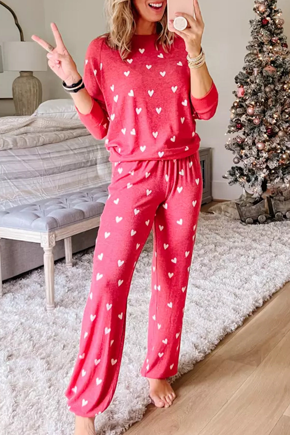 Posh White Heart Loungewear Set