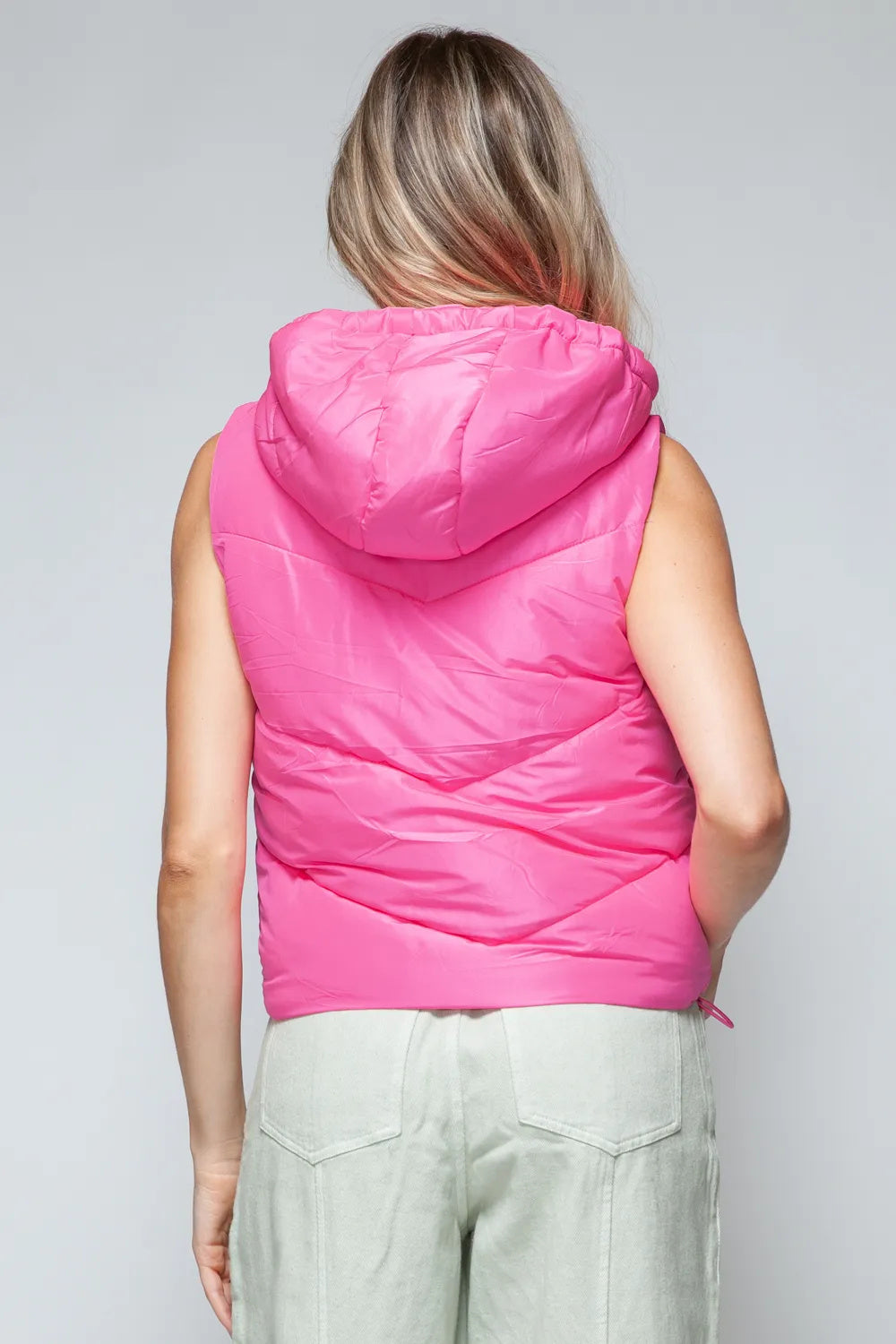 Posh Pink Quilted Hooded Vest