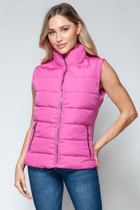 Be Mine Pink Puffer Vest with Pockets