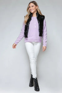 Black Shiny Puffy Quilted Vest