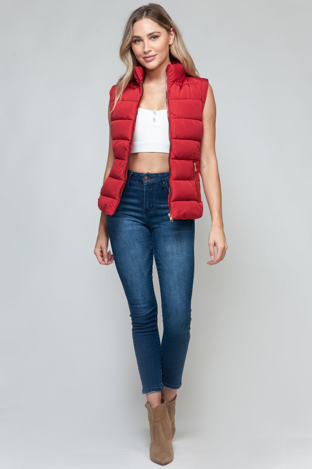 Love Red Zip Up Vest with Pockets