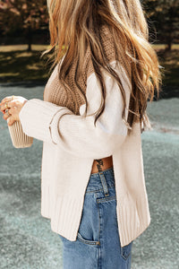 Posh Split Color Turtleneck Sweater