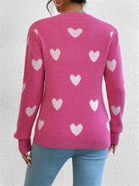 Posh Heart Pattern Loose Knitted Sweater