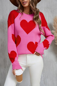 Posh Contrast Heart Sweater