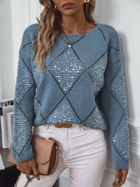 Triangle Round Neck Knit Top