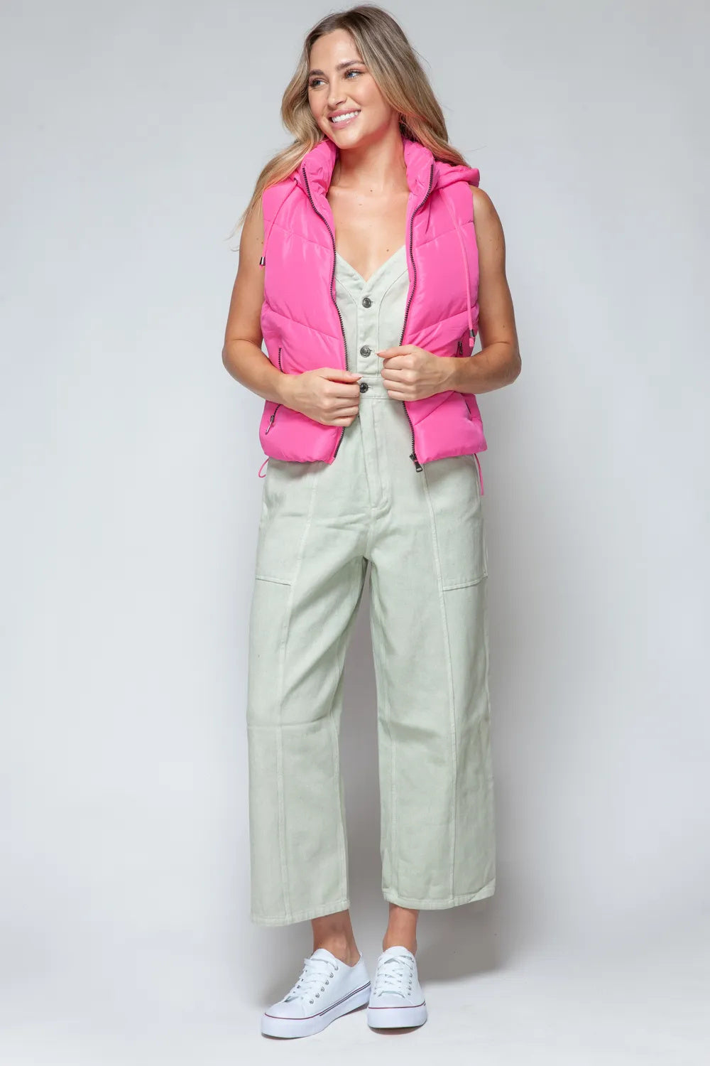 Posh Pink Quilted Hooded Vest