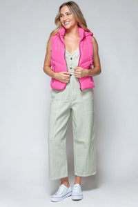 Posh Pink Quilted Hooded Vest