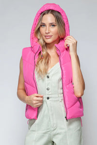 Posh Pink Quilted Hooded Vest