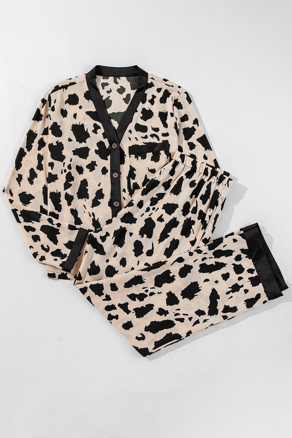 Cow Pattern Button Up Pajama Set
