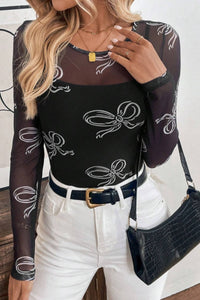 Posh Bow Long Sleeve Top