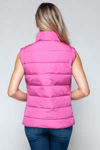 Be Mine Pink Puffer Vest with Pockets