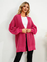 Pink Long Open Cardigan