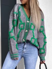 Posh Geometric Button Down Cardigan