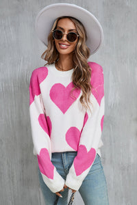 Posh Contrast Heart Sweater