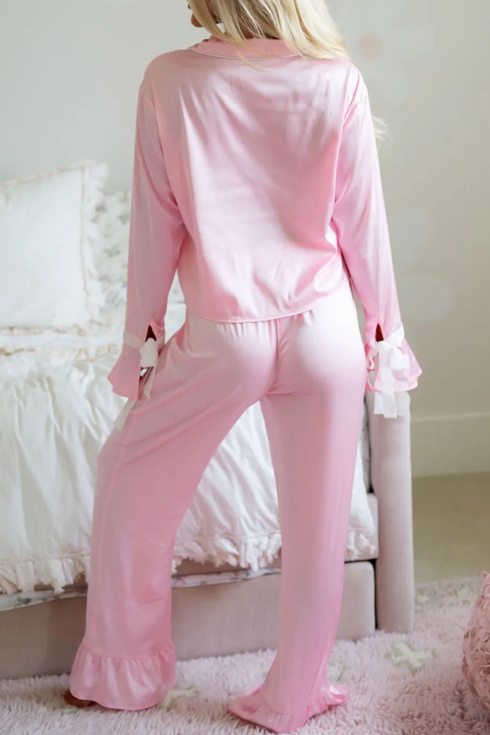 Posh Pink Collared Long Sleeve Pajama Set