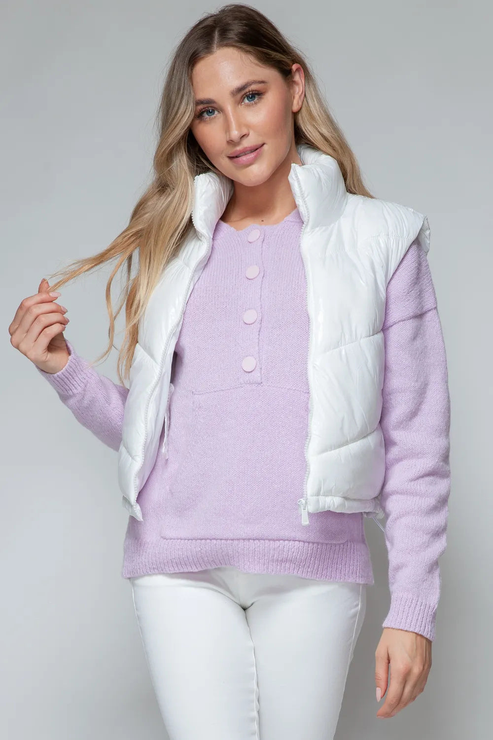 Snow White Shiny Quilted Vest
