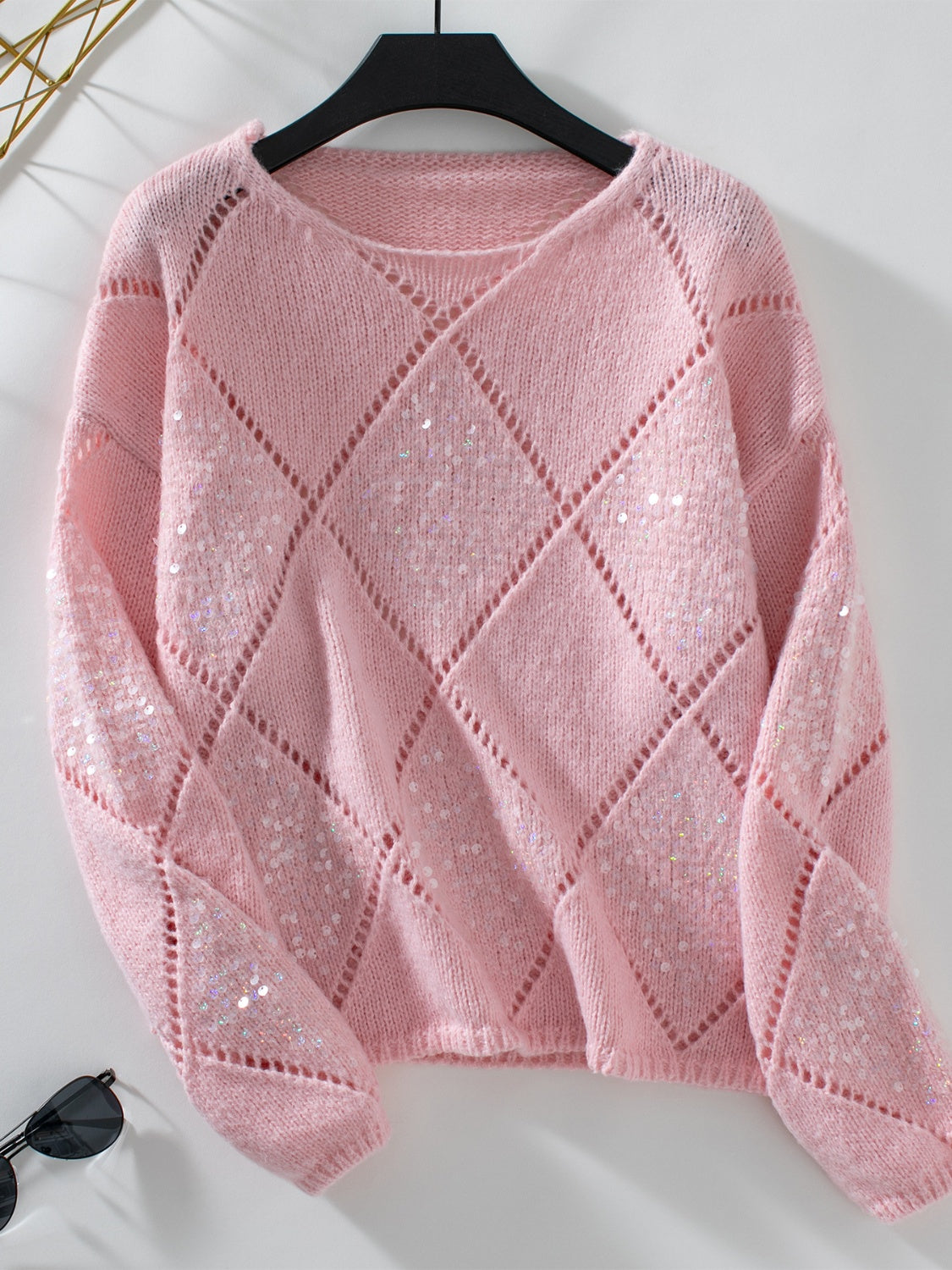 Triangle Round Neck Knit Top