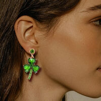 Lucky Clover Dangle Earrings with Shimmering Rhinestones β Stylish & Lightweight