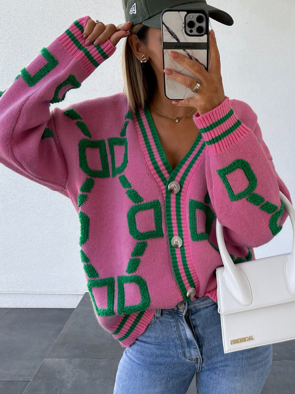 Posh Geometric Button Down Cardigan