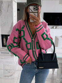 Posh Geometric Button Down Cardigan