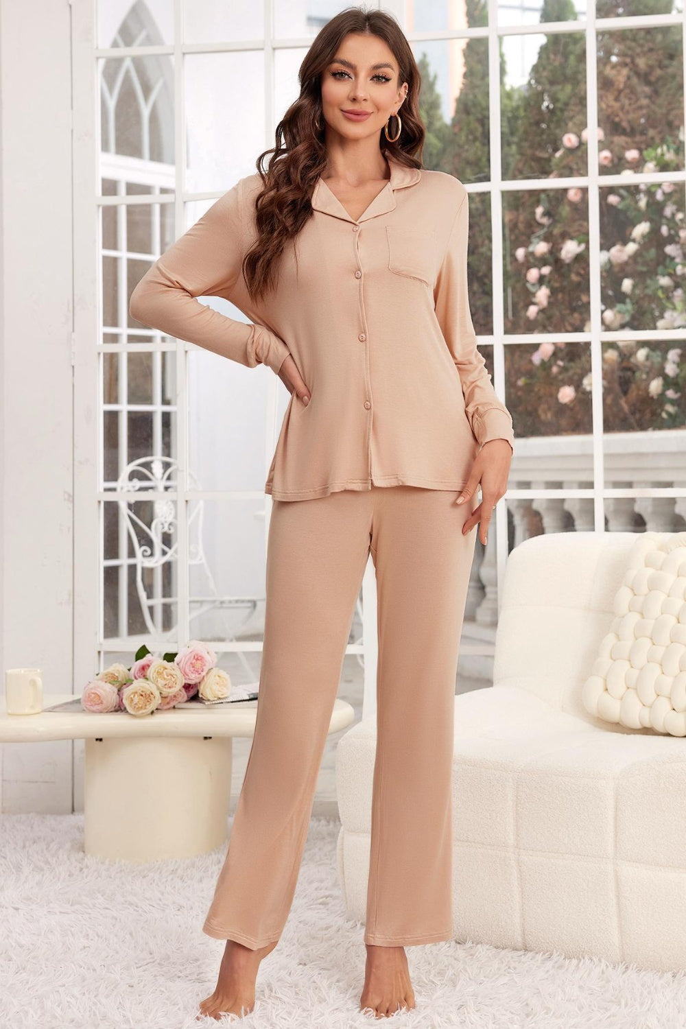 Cozy Button Up Casual Pajama Set