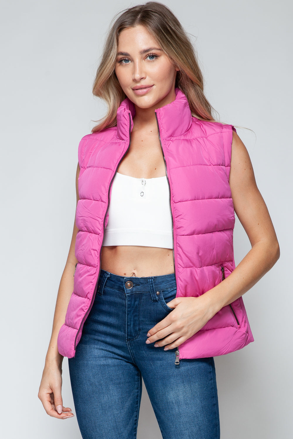 Be Mine Pink Puffer Vest with Pockets