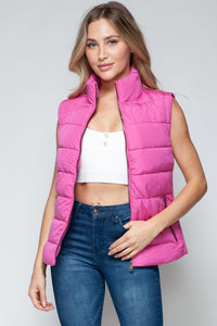 Be Mine Pink Puffer Vest with Pockets