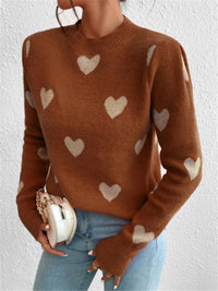 Posh Heart Pattern Loose Knitted Sweater