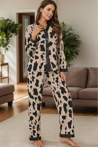 Cow Pattern Button Up Pajama Set